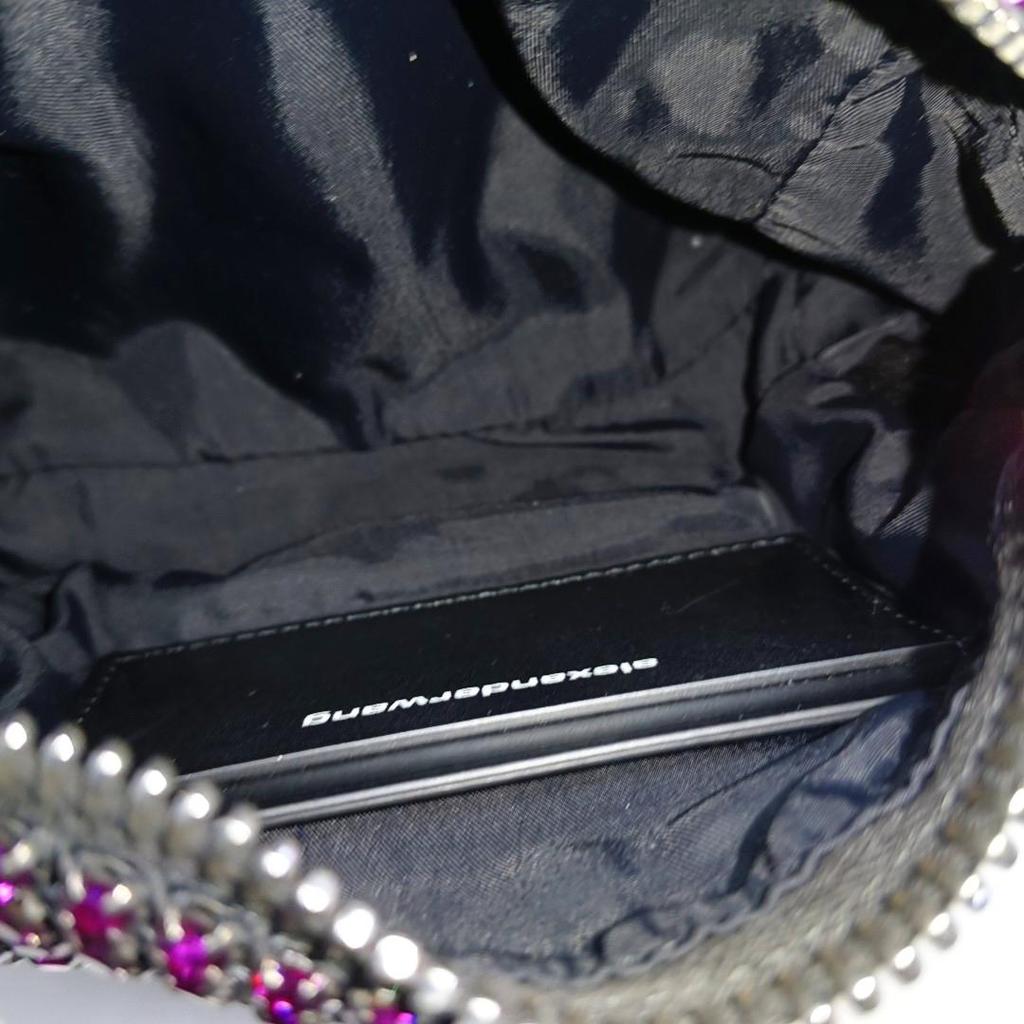 [Pre-Owned] Top Handle Chain Mesh Zipper Closure Crystal Rhinestone Leather Underarm Shoulder Bag - Excellent #1PR6ATT