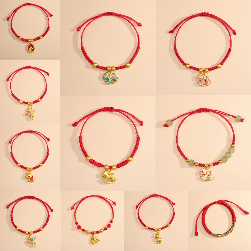 Chinese Style 2026 Horse Year Zodiac Bracelet For Women Men Lucky Hand-Woven Red Rope Bracelet New Year Jewelry Party Gift