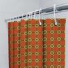 Vintage Retro Shower Curtain Geometric Floral Print Design For Bathroom Decor Home Accessories In Orange Gold Color (180 X 180Cm