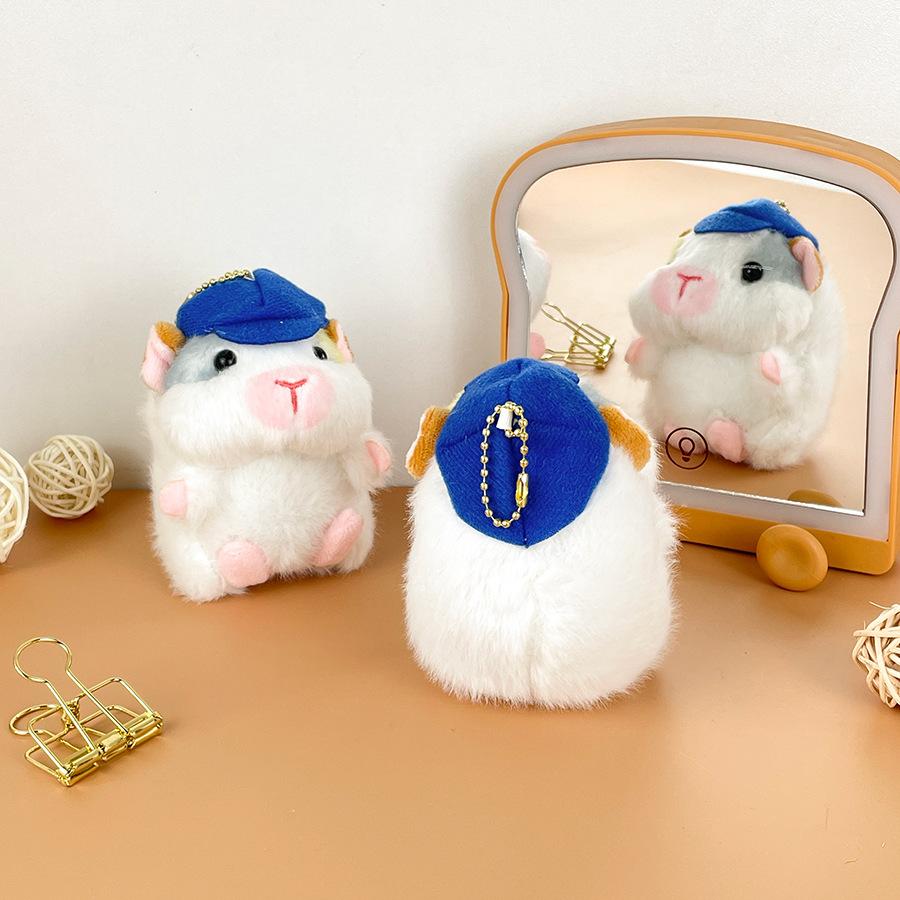 

Cartoon Bee Dutch Pig Plush Doll Pendant Blue Hat Hamster Doll Bag Keychain Hanging Children s Toys Height about 8cm