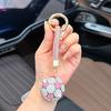 Rhinestone Football Keychain Pendant Sparking Soccer Car Key Ring