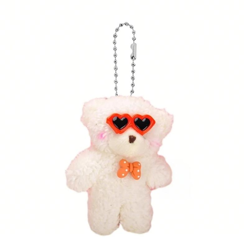 Cute Plush Bear Keychain Cartoon Blush Bear Pendant Keyring Animal Toy Couple Key Rings Hanging Ornament for Phone
