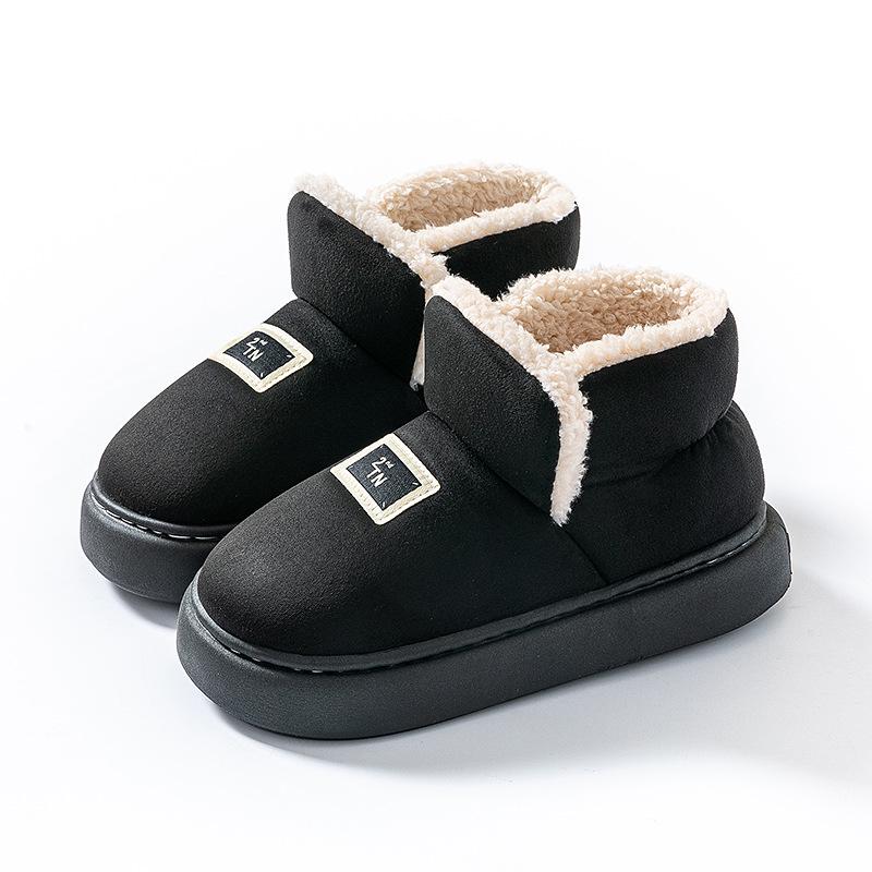 Women's High-Top Cotton Slippers, Winter Non-Slip Indoor/Outdoor, Thick Plush, Full-Wrap, Casual Warm Shoes