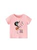 New European Style Girls' Cartoon T-Shirt - Round Neck, Short Sleeve, Summer Wear for Kids