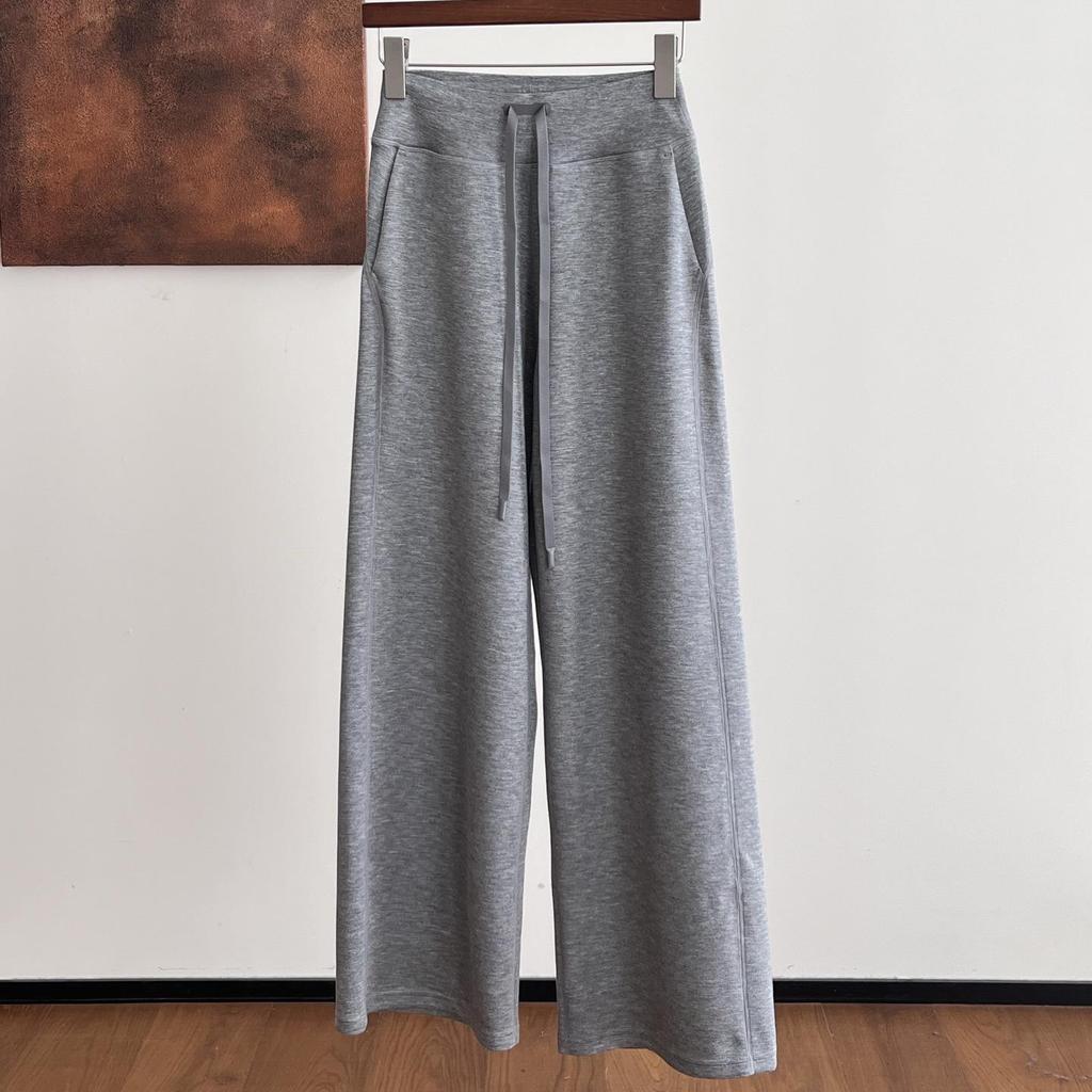 Women's Spring High-Waisted Drawstring Wide-Leg Pants - Daily Commute Casual Style