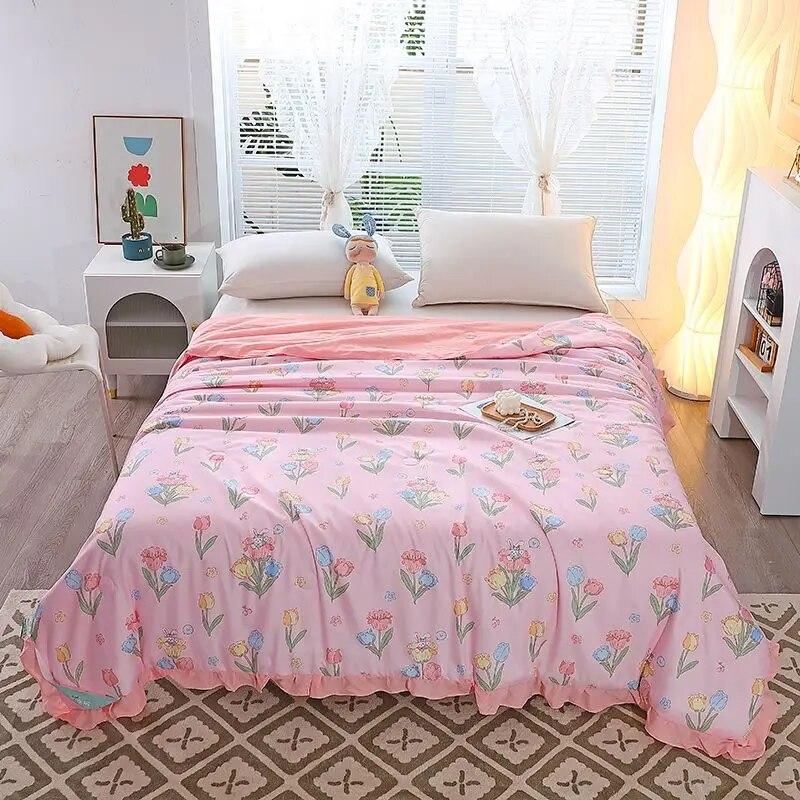 Summer Quilts Thin Air Confitioning Comforter Skin-friendly Home Office Nap Thin Blanket Quilted Bedspreads for Adults Kids