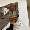 IELGY Straw Messenger Bag Striped Portable Mobile Phone Bag