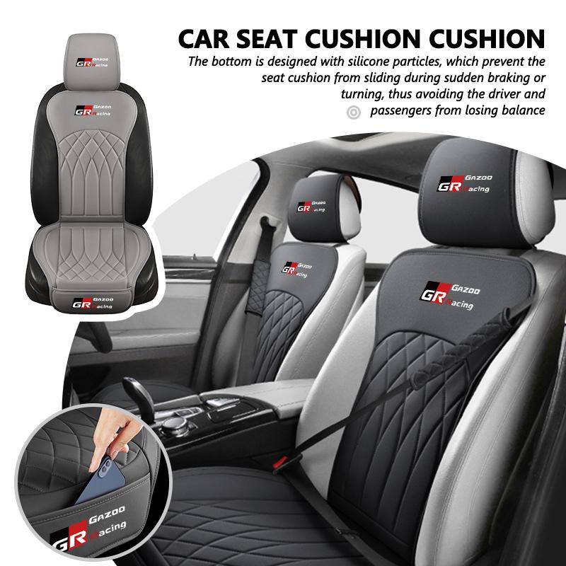 For Toyota Leather Car Seat Cushion Breathable Headrest Seat Protect Mat Accessories Camry Highlander C-HR Hilux Vios Rav4 Prius