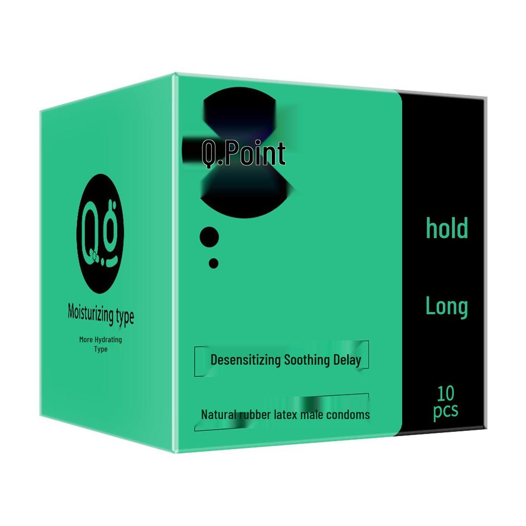 Q-point Hyaluronic Acid 001 Large Particle Delay Condoms - Long-lasting Contraceptives for Adults