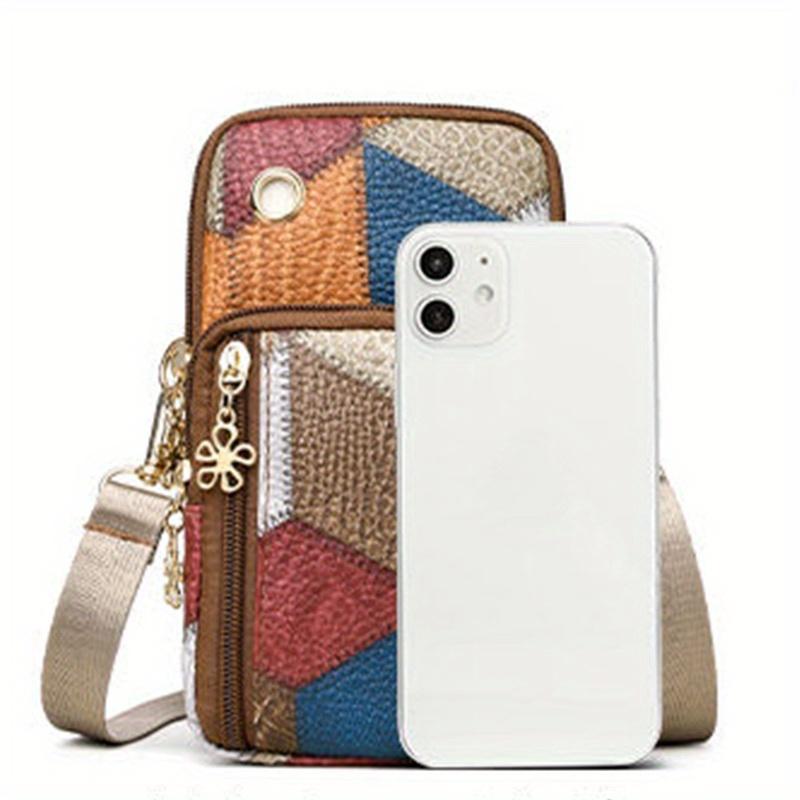 Stilvolle Schultertasche mit einem Riemen für Damen, trendige PU-Umhängetasche mit Reißverschluss für das Handy