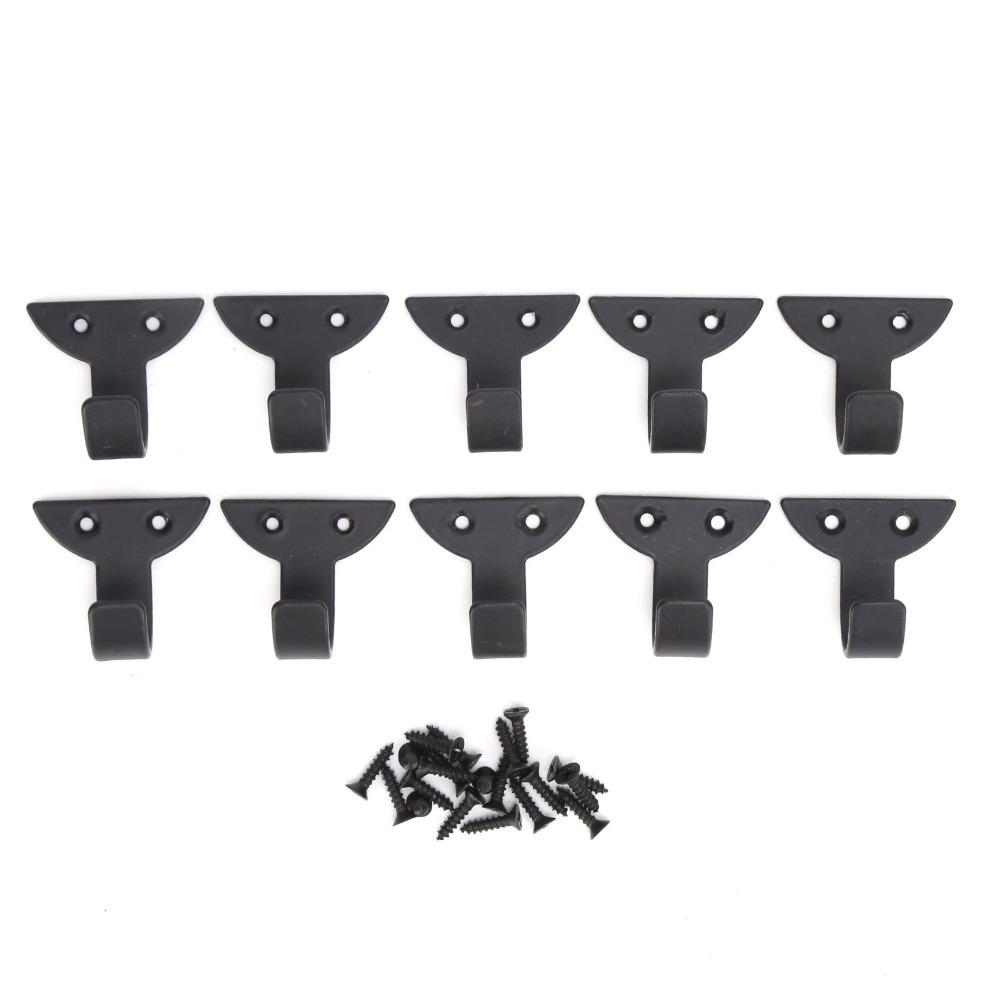 10Set with Screws Wall Hooks Black Towel Hook Hanging Wall Hangers  Laundry Room