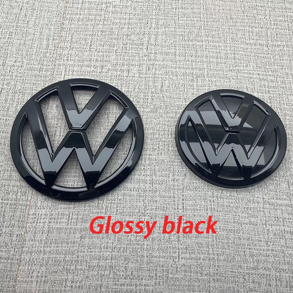 Pour VOLKSWAGEN VW Emblème de Calandre Avant Chrome Noir pour Voiture 137MM + Emblème de Coffre Arrière 115MM Emblème Auto Pour Volkswagen VW G