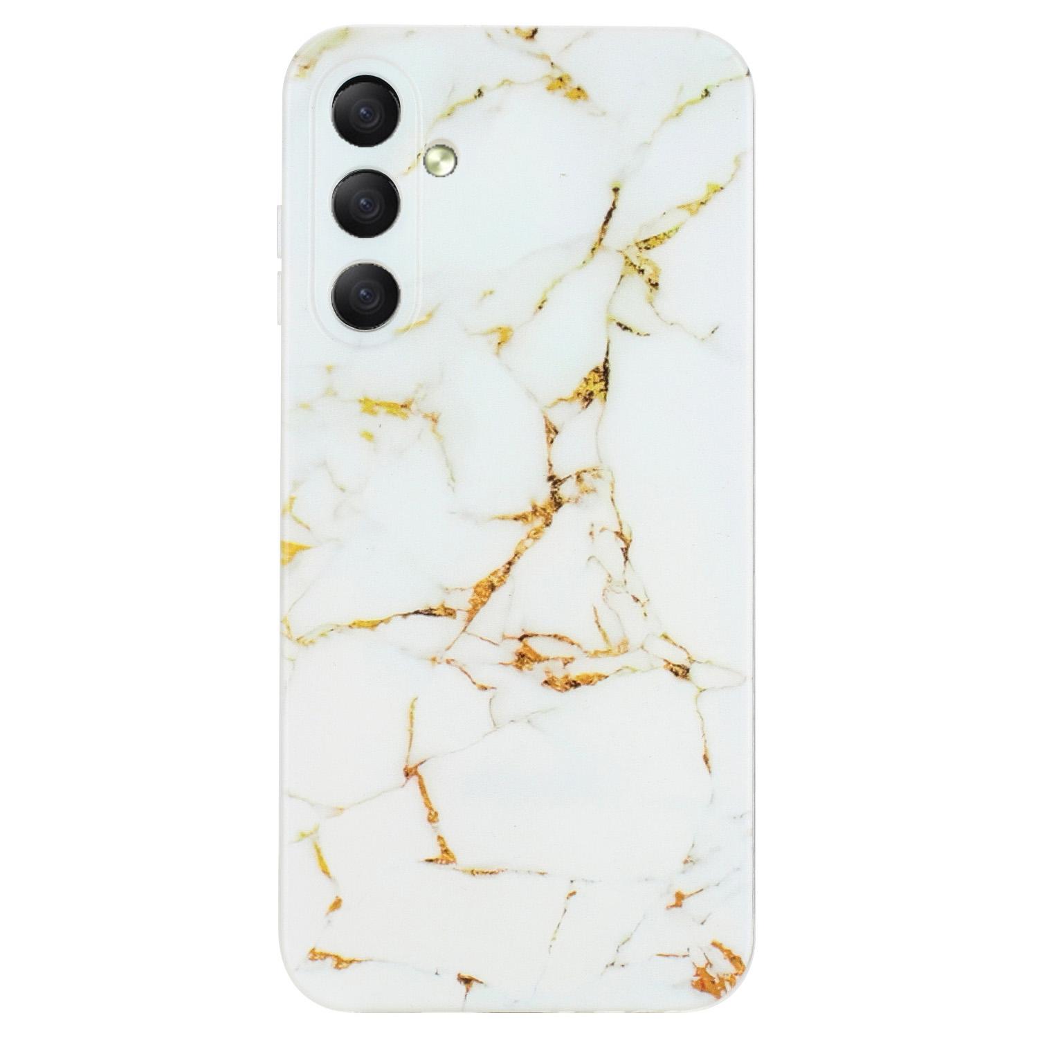 

For Samsung Galaxy S24 FE Case Flexible TPU Marble Pattern Phone Cover White