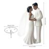 Elegant Bride & Groom Wedding Cake Topper With Veil 4.3" - Anniversary, Bridal Shower, Engagement Party Decoration,Wedding Props