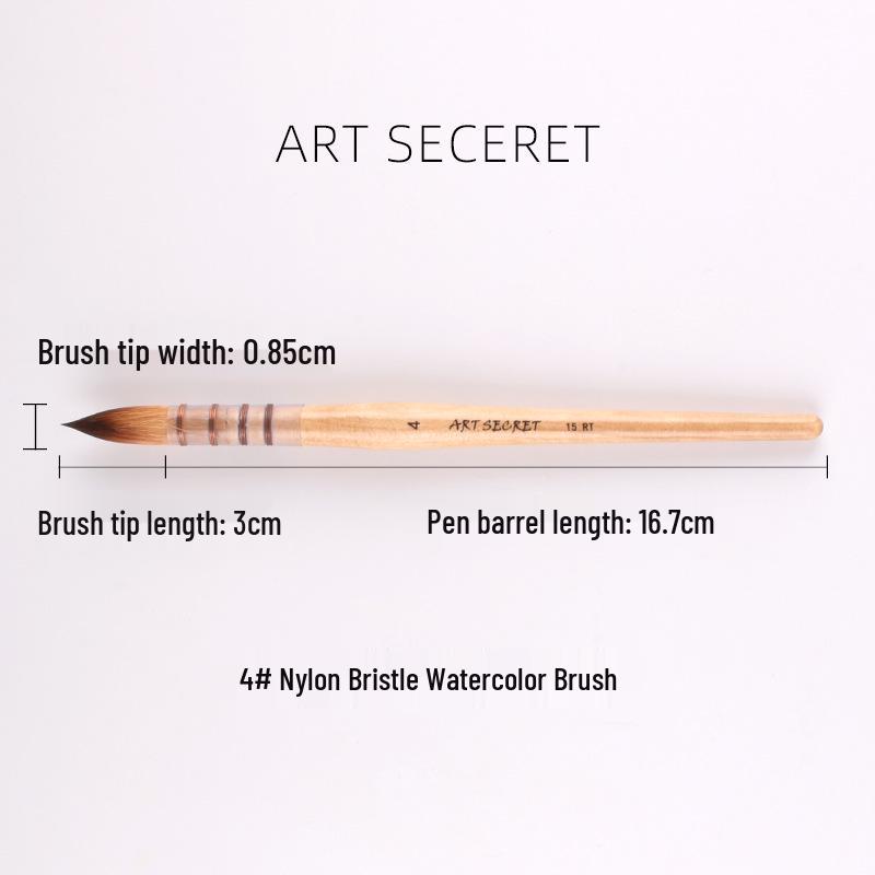Korean ArtSecret Academy Grade Red Wood Handle Nylon Watercolor Brush 15RT