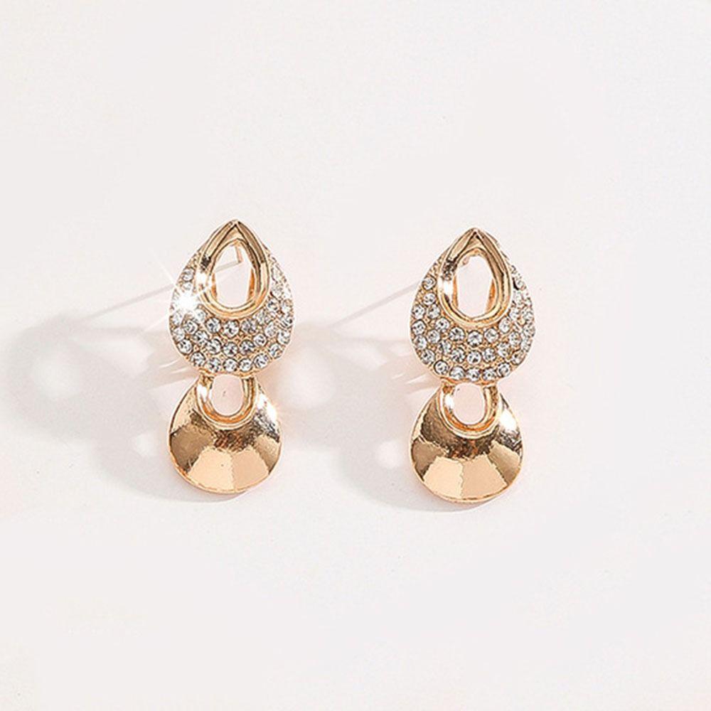 Rhinestone Inlaid Necklace Earrings Set Hollowed-out Women Jewelry Set  Wedding