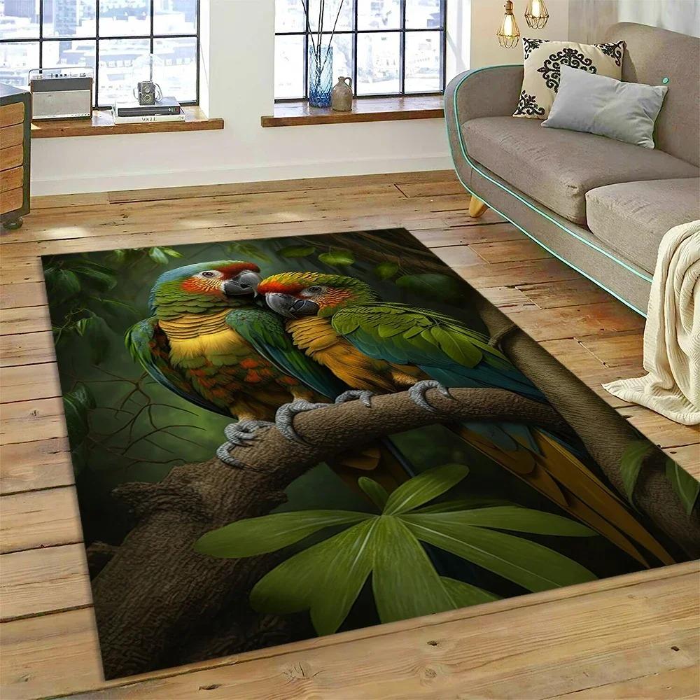 Cute Dream Bird Parrot Peacock Carpet Living Room Bathroom Decor Rug Mechanical Washable Mat Non-slip Floor Mat Entrance Doormat