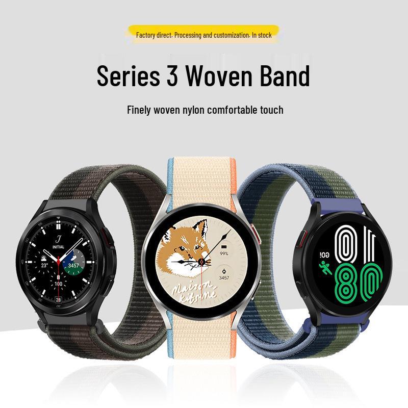 Samsung Huawei Xiaomi Compatible 18-22mm Woven Nylon Solo Loop Velcro Smart Watch Strap