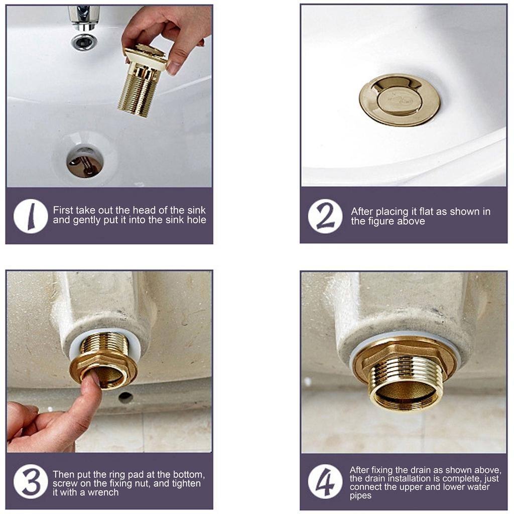 Brass Popup Drain Stopper Bathroom Basin Sink Draining Without Overflow Accessory Drain Stopper Without Overflow