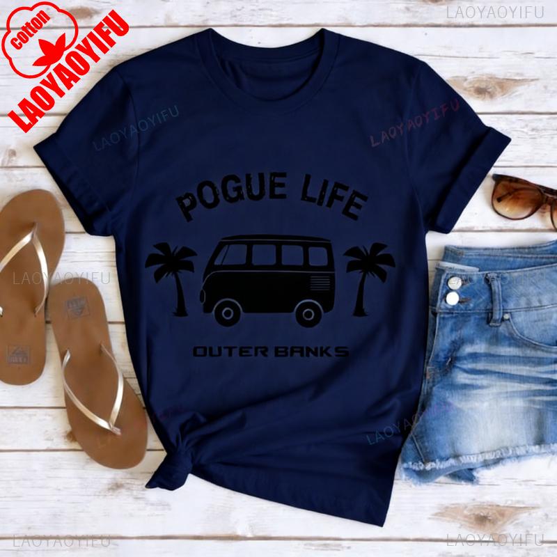 Pogue Life Outer Banks Surf Van OBX Lovers Gift Show Fans Unisex Shirt Allmatch Regular Short Sleeve Printed Tshirt Tops