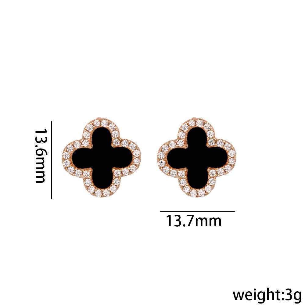 Модные серьги с четырехлистным клевером, инкрустированные стразами, женские классические серьги Wild Net Red, серьги с кристаллами Tide People Accessories