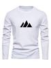 Men's Loose and Comfortable Casual Sports Mountain Pattern Printed Round Neck Long Sleeved T-shirt Versatile