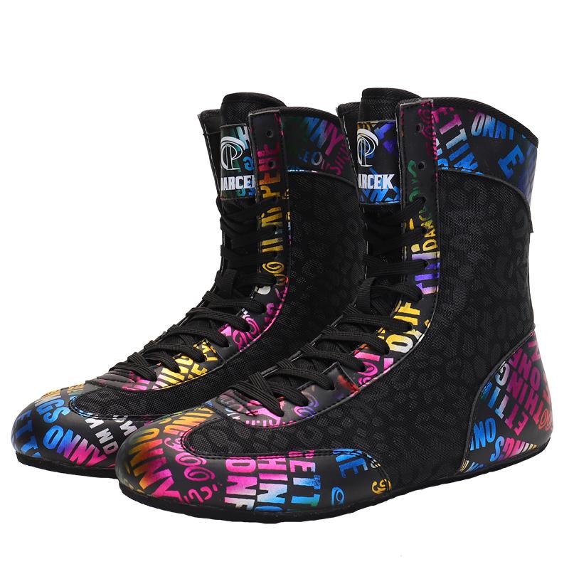 New Colorful Teenager Wrestling Shoes Boxing Fighting High Top Training Boots Outdoor Breathable Wearable Sports Shoes