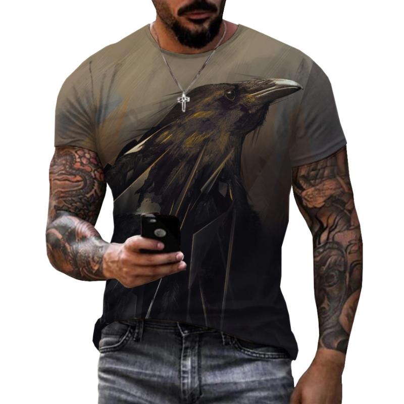 Crow Raven Bird Giraffe 3D Print Summer Men's O-Neck T-shirt Casual Short Sleeve Oversized Tee Tops Fashion T Shirts Men Clothes