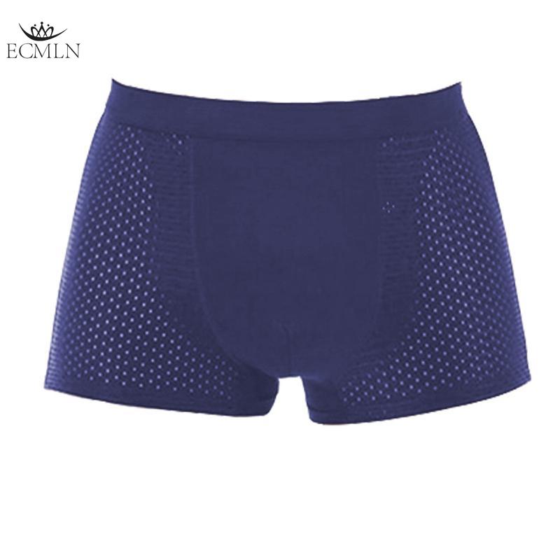 Men s Summer Ice Silk Mesh Breathable Mid-waist Young and Middle-aged Comfortable Boxer Briefs Boxer Briefs 4XL синий