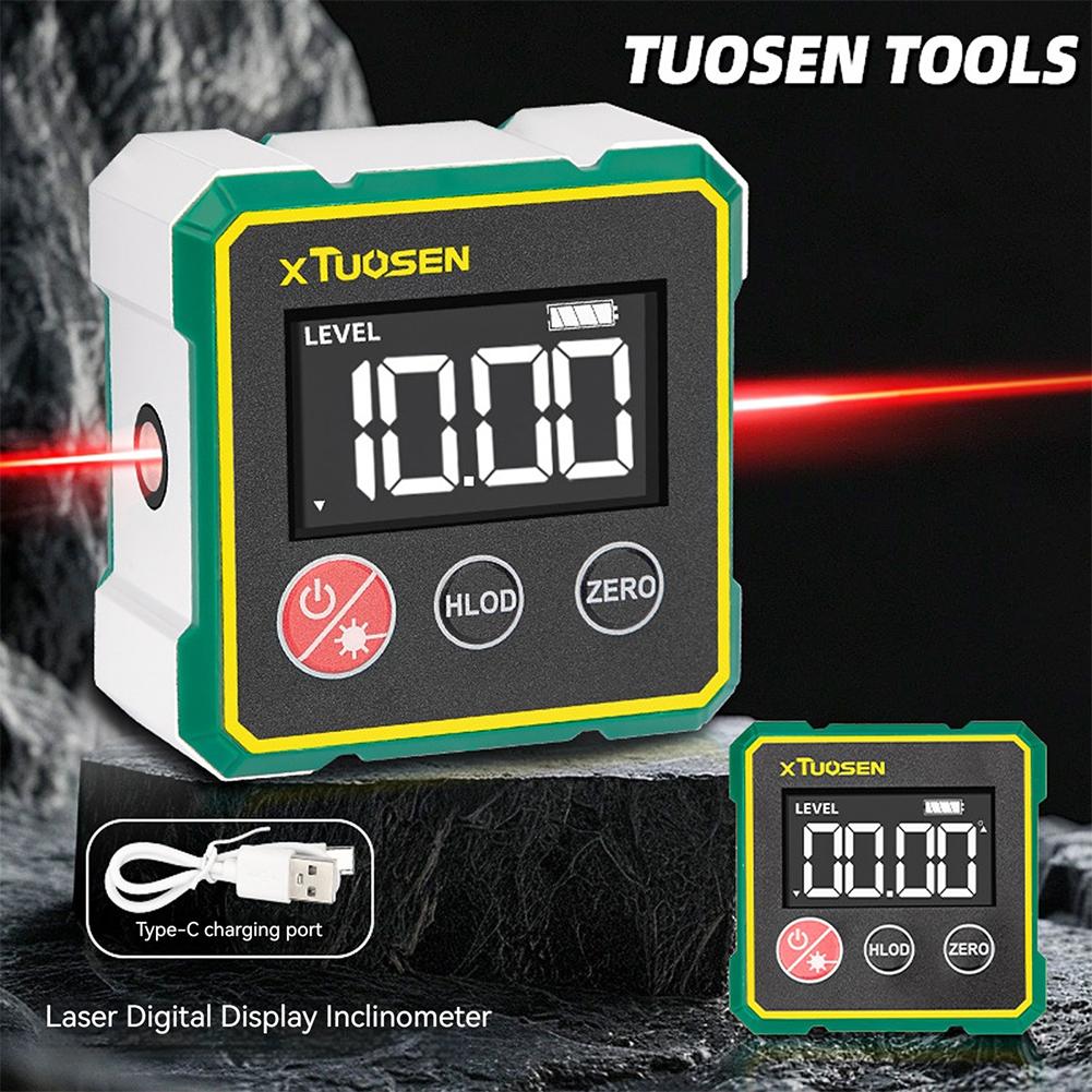 Magnetic Digital Angle Finder with Electronic Laser Gauge Protractor Inclinometer Level Magnets Level Ruler Angle Slope 0-90°