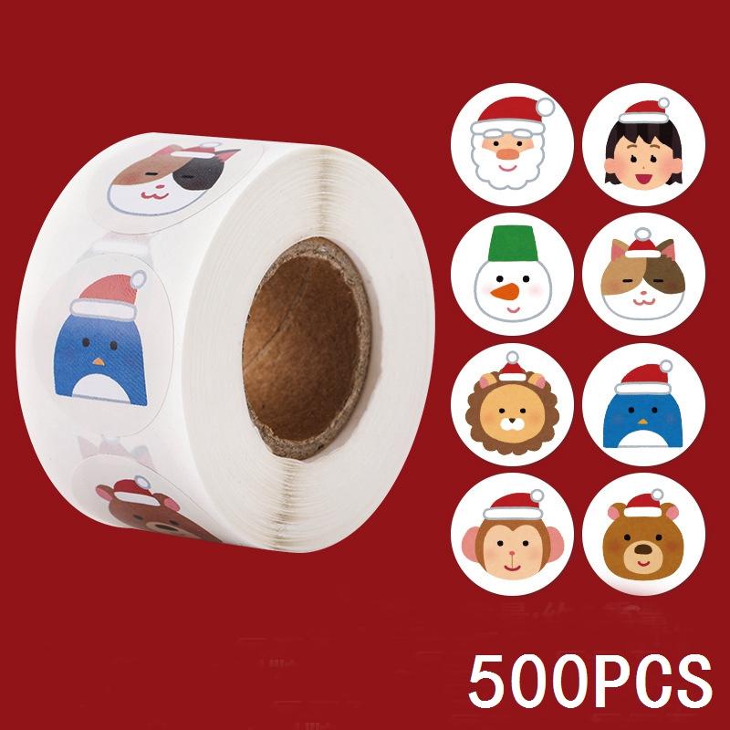 100-500pcs Merry Christmas Snowman Sticker Christmas Party Decor Sticker New Year Gift Box Sealed Baking Cake Tag