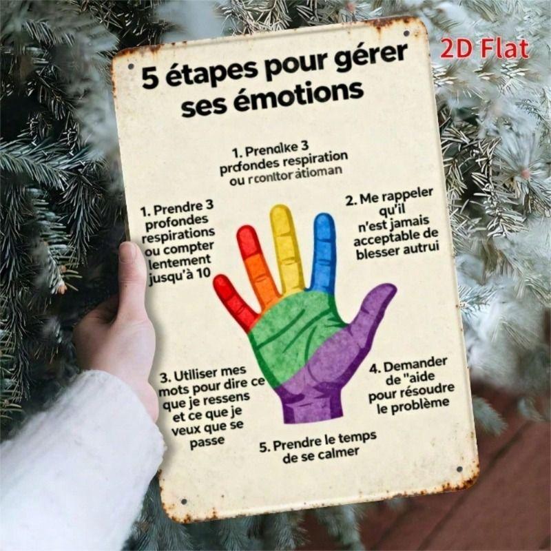 Tin Sign 5 Steps to Emotional Management Wall Decor Metal Poster