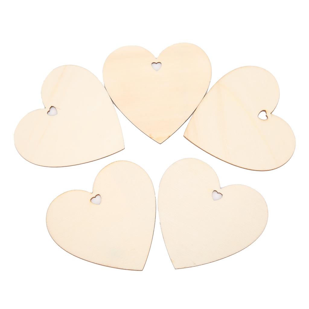 30pcs Heart Ornament Wooden Romantic Decorative Sign with Rope Gift Tag for DIY Enthusiast