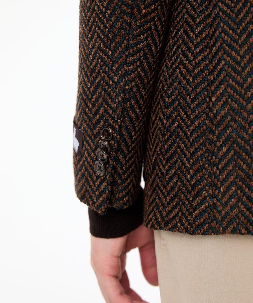 Man On The Boon Notched Lapel Chunky Herringbone Single Jacket_Brown 4714302010
