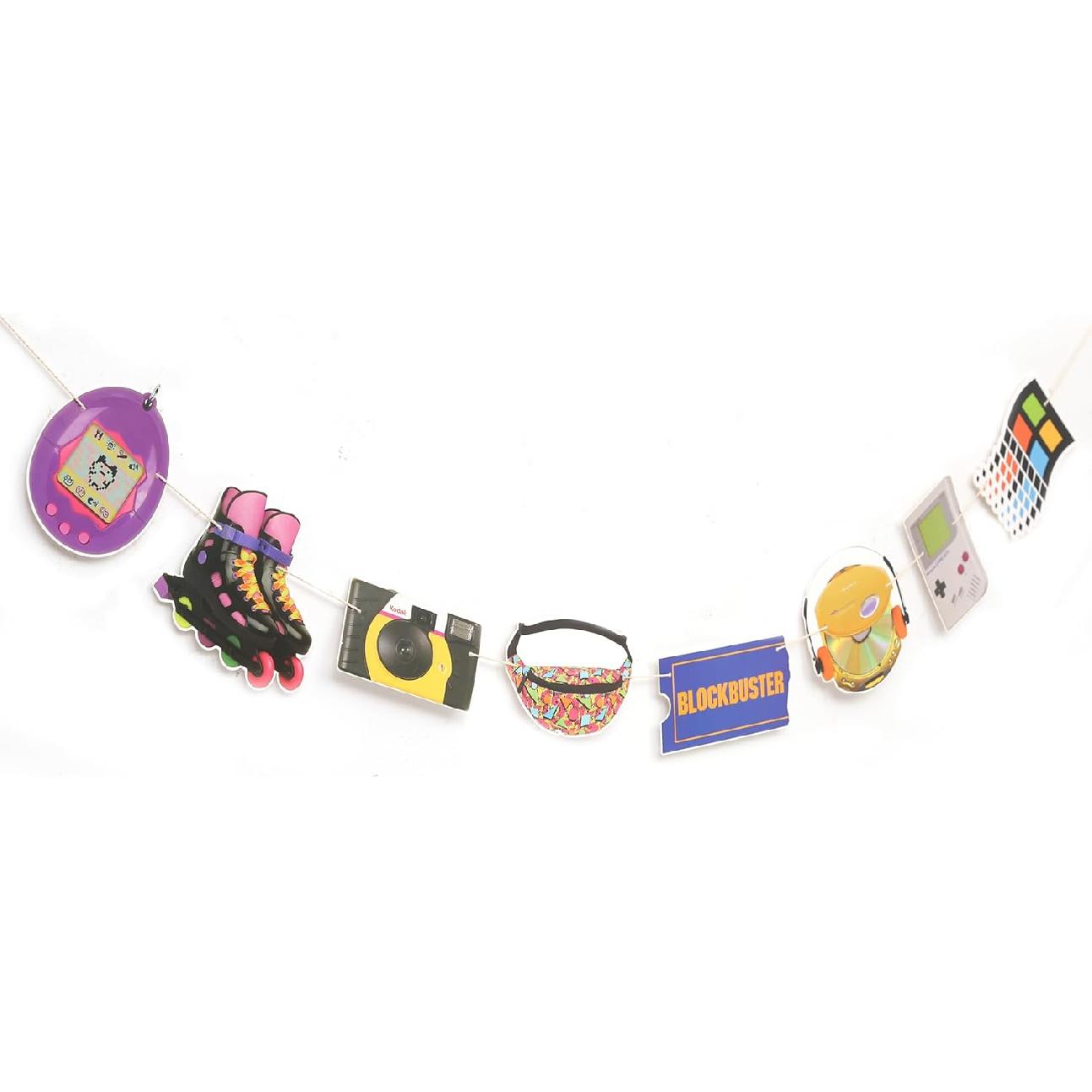 TUTOTU 90s Party Decorations Banner - Neon 90 Bachelorette Party Decor, 90 Birthday Banner, Bach To The 90s, 80s Retro Birthday Decor 90s-1