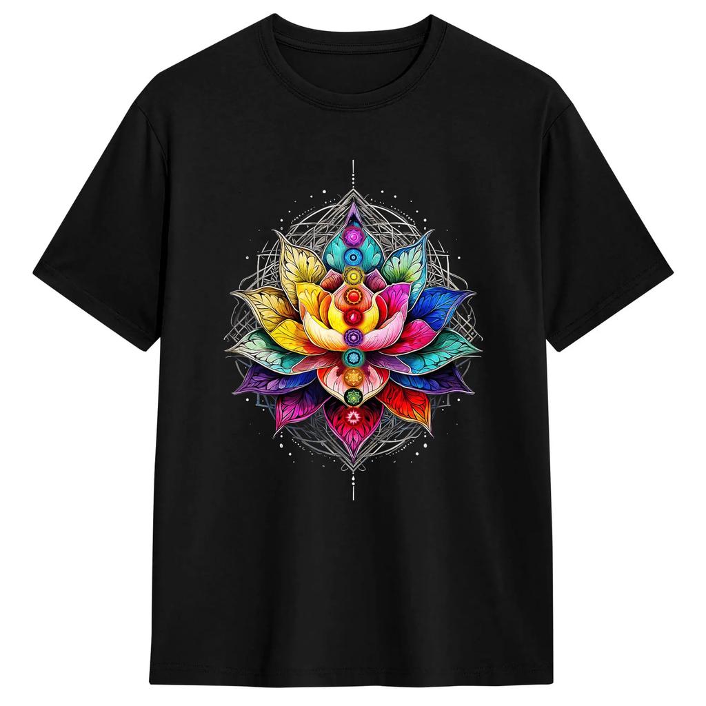 Lotus Flower Balance Energy T Shirt Summer Streetwear Tshirts Pure Cotton Fashion Tee Shirt For Unisexs Design Tees