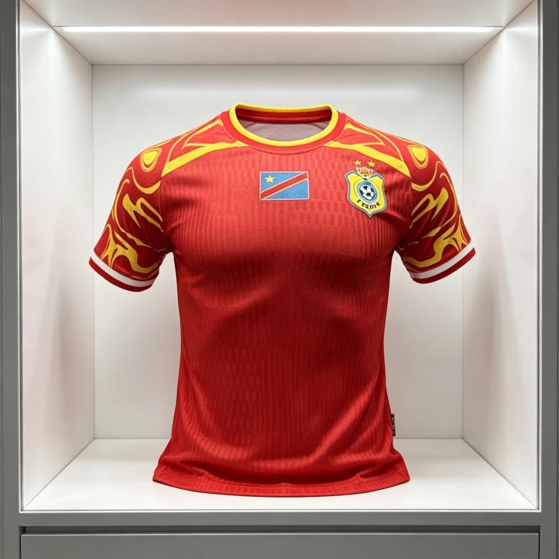 African Cup of Nations Congo Football Jerse Congo Jersey for Men and Children Family Kids Tees Football Jersey Quick Dry S