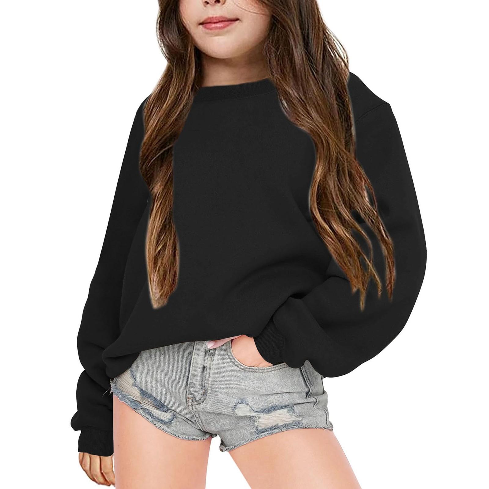 

Мальчики Девочки Детские свободные однотонные рубашки, толстовки, топы 150 чёрный