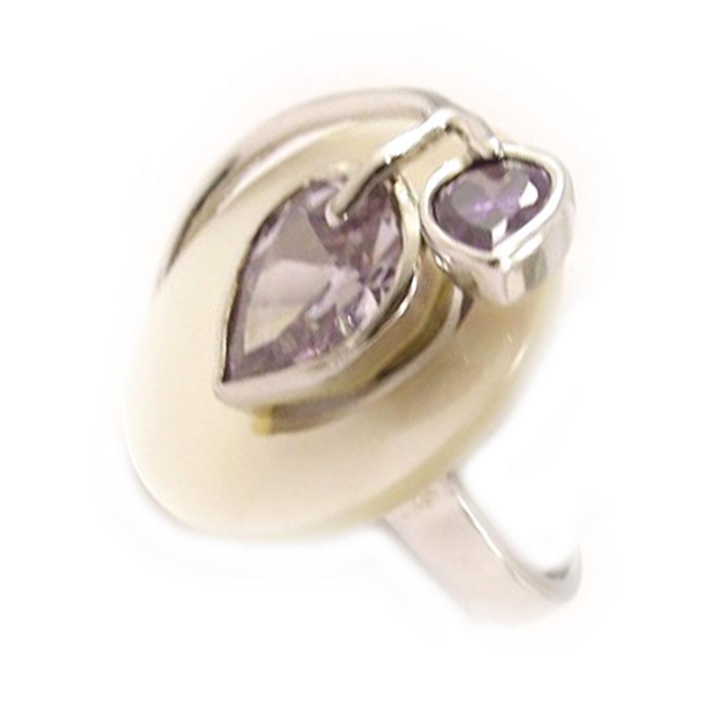 Silver 'Happiness' Mother of Pearl Ring
