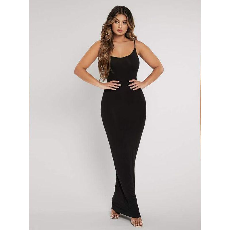 Kardashian European and American Tight Sheath Slim fit Modal Cotton Basic All-Match Suspender Skirt Dress Long dress