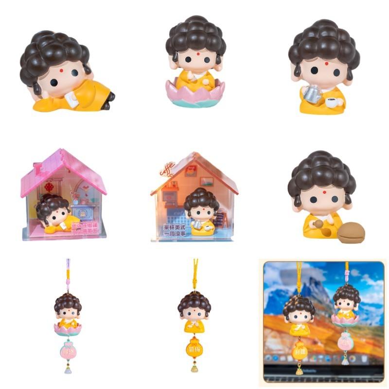Buddha Cute Bubble Head Statue Ornament Cartoon Desktop Decor Bag Pendant Gift