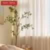 1PC Nuan Series Fabric Upgrade Solid Color Stripe White Tulle Curtain Warm Sheer for Bedroom Living Home Window Decoration