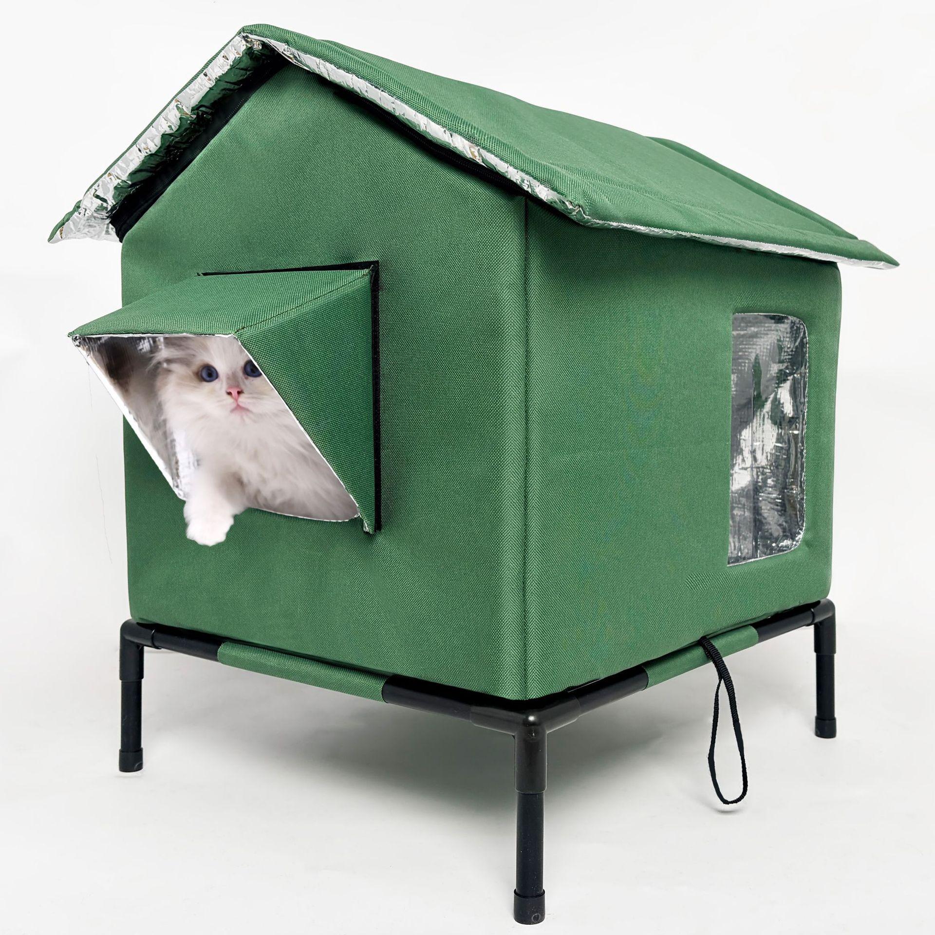 

Four-Season Waterproof Pet House: Elevated, Moisture-Proof Shelter for Cats & Small Dogs M зелёный