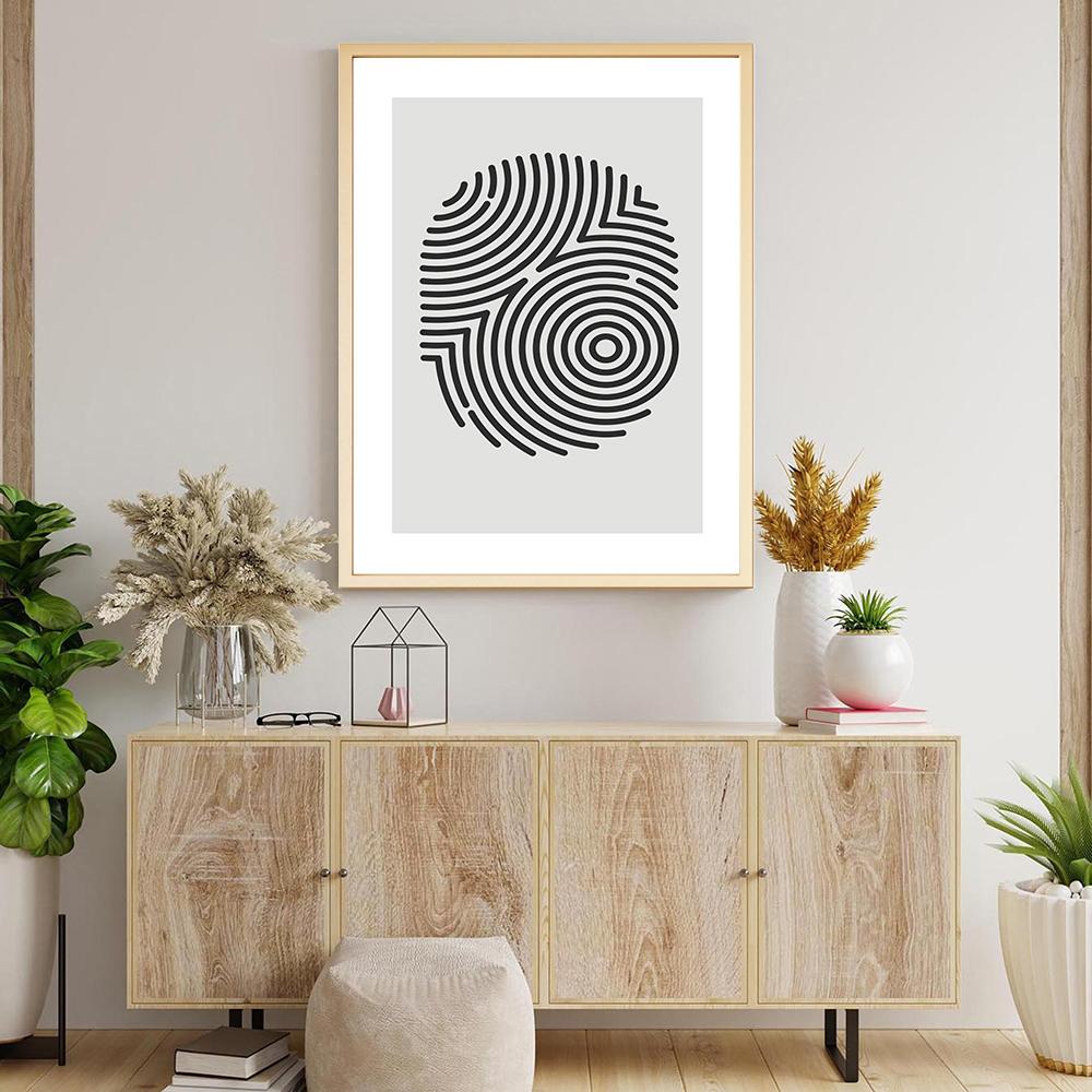 Arte Nordico Impronta Digitale Tela Poster Pittura Minimalista Stampa Astratta Immagine da Parete Nero Grigio Moderno Casa Decorazione Stanza