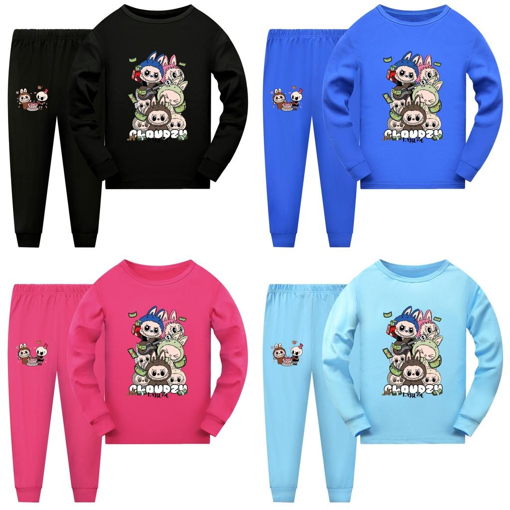 Labubu Kids Short Sleeve Short Pants Pajama Set With Cotton Fabric For Children