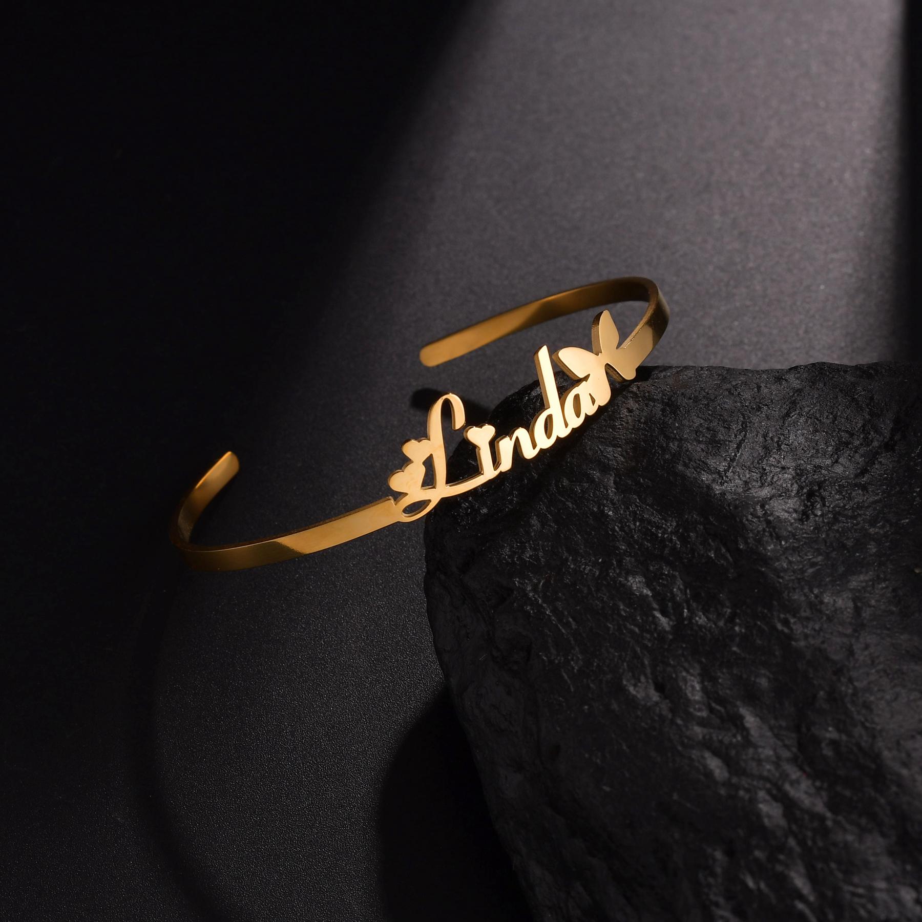 

New Customized Name Bracelet Personalized 3mm/5mm/8mm Width Gold Color Bangles for Women Stainless Steel Birthday Jewelry Gift silver color