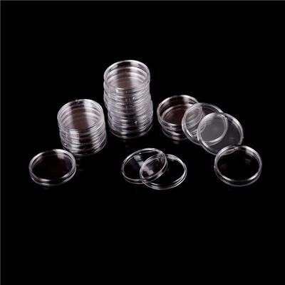 100Pcs Cápsulas de Moedas Transparentes Porta-Moedas 27Mm Caixas de Armazenamento Redondas