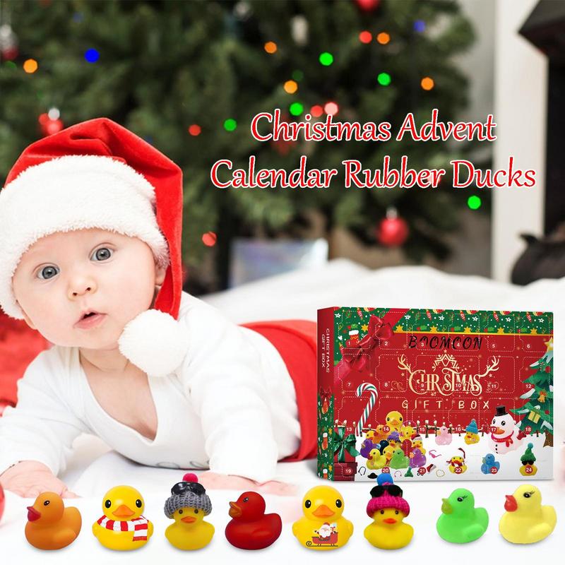 24 Days Of Christmas Advent Calendar Countdown Calendar With 24X Rubber Duck Toys Christmas Countdown Toys For Kids Friends
