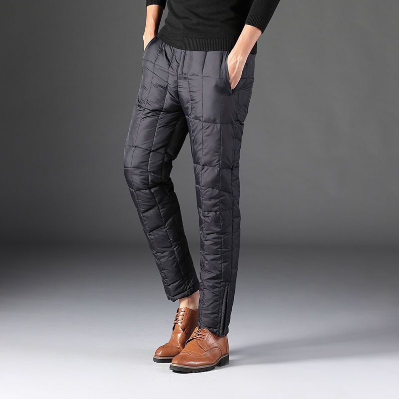 Men's Winter Down Pants Lightweight Waterproof Windproof Warm Trousers Outdoor Hiking Skiing Pants