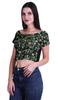 Moomaya Printed Boat Neck Womens Sexy Summer Tops Zip Front Viscose Crop Top